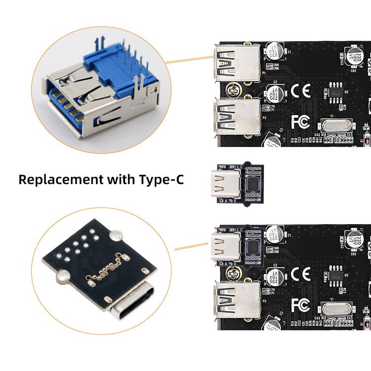 CN-031 DIY Type-C Female Socket Connector with VL160 Chipset Replace for USB3.0 Type-A DIP Female