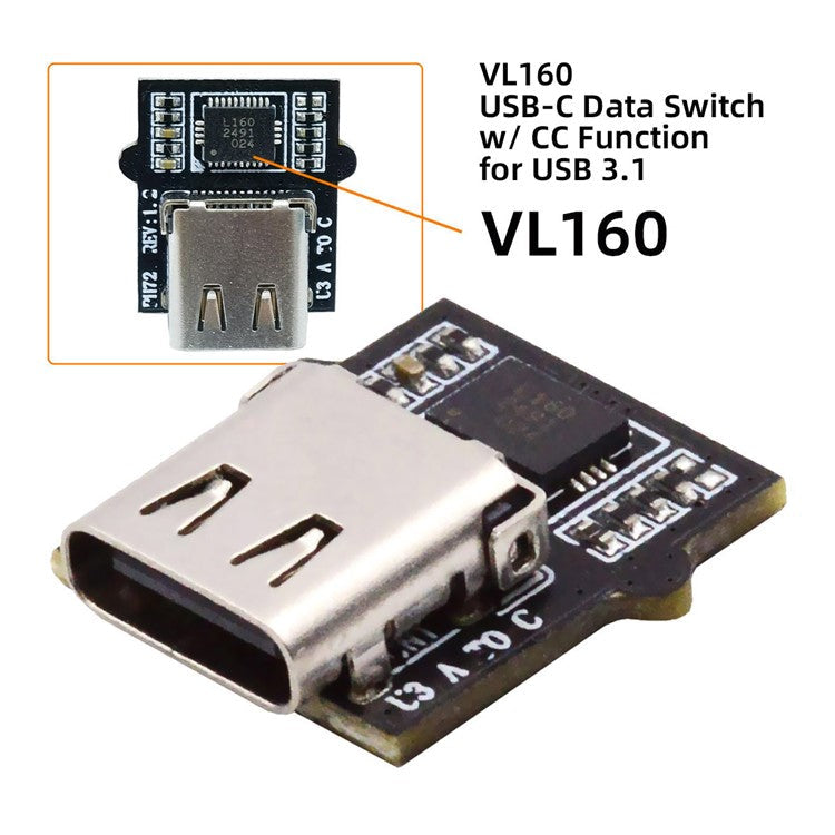 CN-031 DIY Type-C Female Socket Connector with VL160 Chipset Replace for USB3.0 Type-A DIP Female