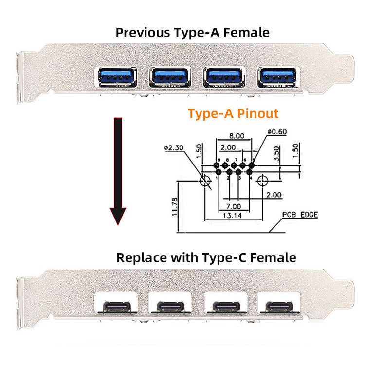 CN-031 DIY Type-C Female Socket Connector with VL160 Chipset Replace for USB3.0 Type-A DIP Female