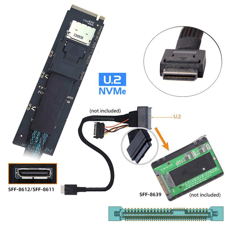 SF-023-2280BK 2280 PCI-E4.0 M.2 M-Key to Oculink SFF-8612 SFF-8611 Vertical Host Adapter
