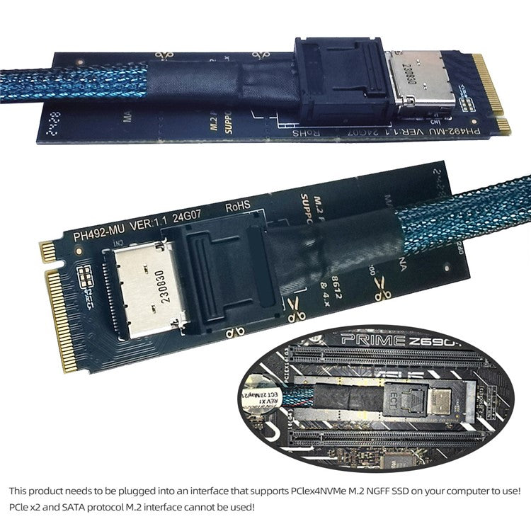 SF-023-2280BK 2280 PCI-E4.0 M.2 M-Key to Oculink SFF-8612 SFF-8611 Vertical Host Adapter