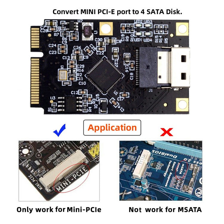 EP-047-8654 ASM1064 Mini PCI-E to Slimline SFF-8654 SATA 3.0 4-Port Adapter 6Gbps Disk Extension Card