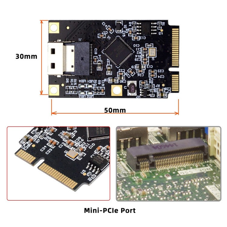 EP-047-8654 ASM1064 Mini PCI-E to Slimline SFF-8654 SATA 3.0 4-Port Adapter 6Gbps Disk Extension Card