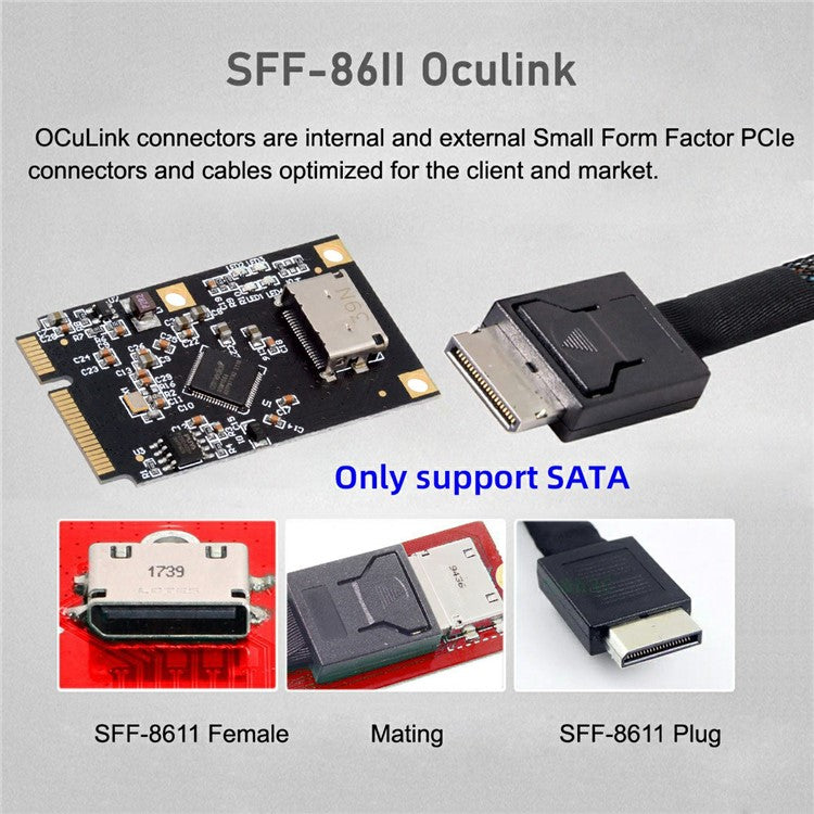 EP-047-8612 Mini PCI-E to Oculink SFF-8612 SFF-8611 SATA 3.0 Four Ports Adapter Card, Chip: ASM1064