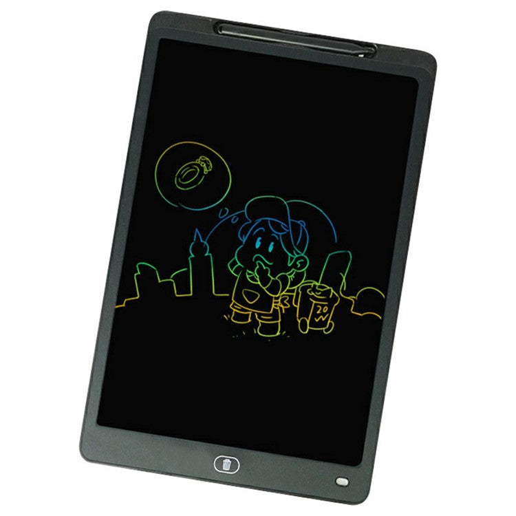 JX-16 Style-B 16-Inch Colorful LCD Writing Tablet Doodle Board One-Click Erase Memo Board - Black