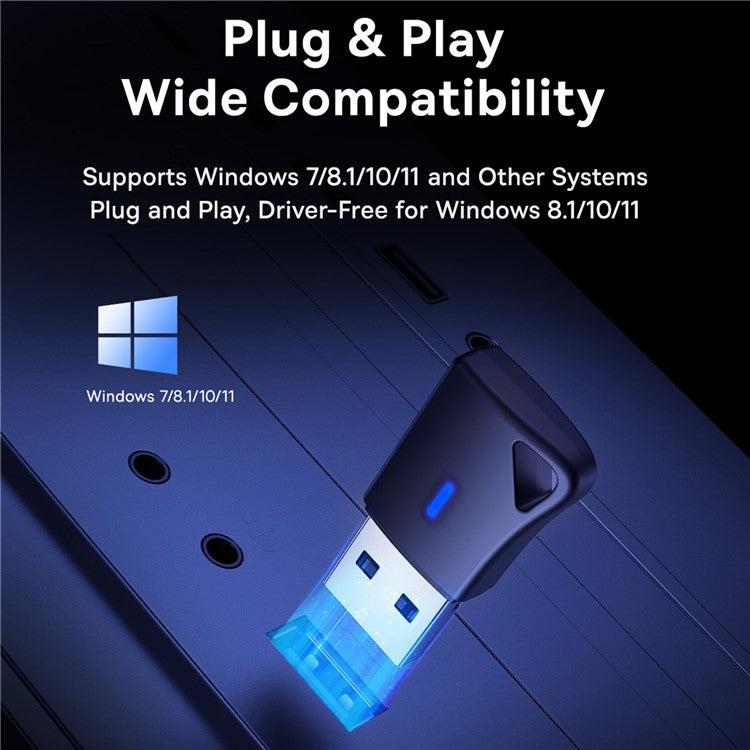 BASEUS Encok BA04+ USB Bluetooth Adapter 20m Long Range Wireless Dongle - Black