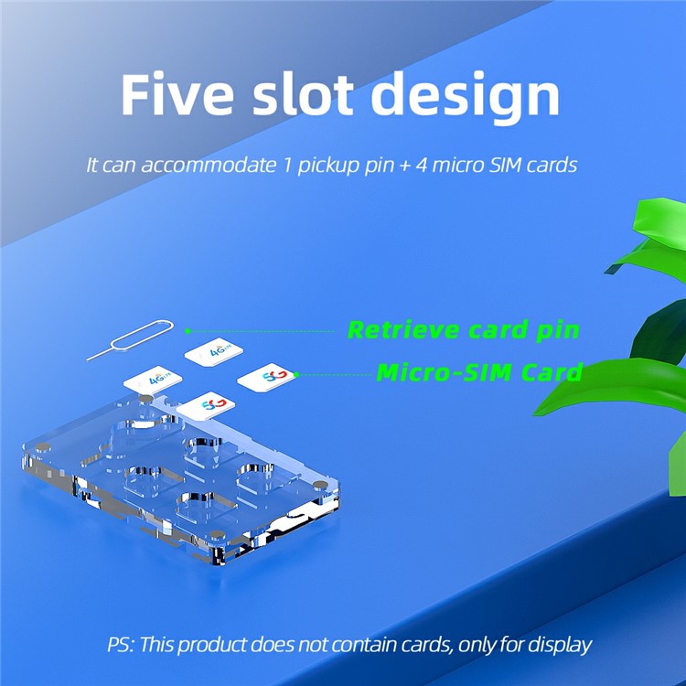 AJCX05SIM Micro SIM Card Storage Box 6 Slots Transparent Acrylic Magnetic Ejector Pin Organizer