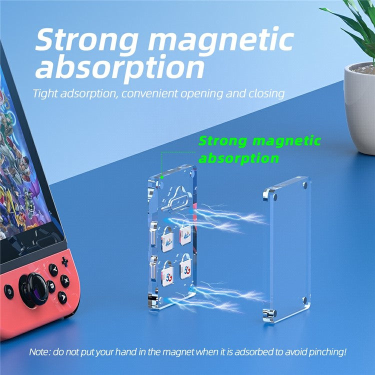 AJCX05SIM Micro SIM Card Storage Box 6 Slots Transparent Acrylic Magnetic Ejector Pin Organizer