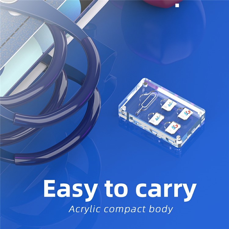 AJCX05SIM Micro SIM Card Storage Box 6 Slots Transparent Acrylic Magnetic Ejector Pin Organizer