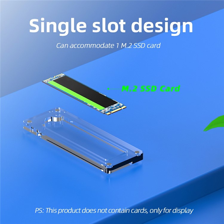 AJCX01M2 M.2 SSD Transparent Magnetic Storage Case for SATA 2280mm Single Slot Acrylic Box