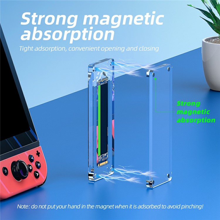 AJCX01M2 M.2 SSD Transparent Magnetic Storage Case for SATA 2280mm Single Slot Acrylic Box