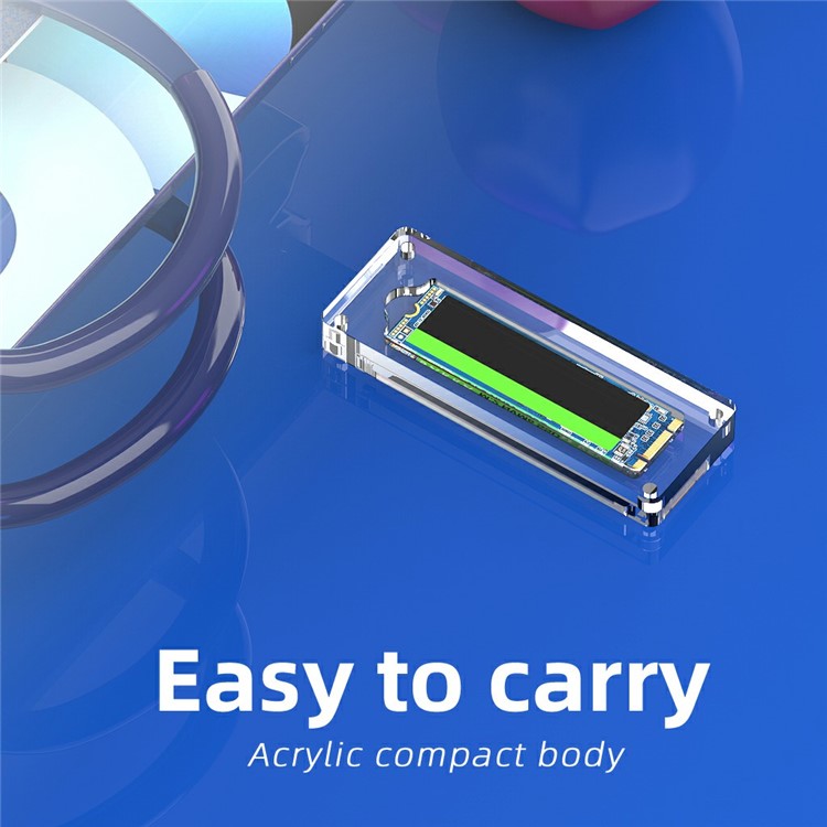 AJCX01M2 M.2 SSD Transparent Magnetic Storage Case for SATA 2280mm Single Slot Acrylic Box