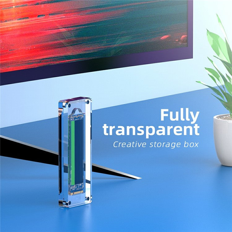 AJCX01M2 M.2 SSD Transparent Magnetic Storage Case for SATA 2280mm Single Slot Acrylic Box