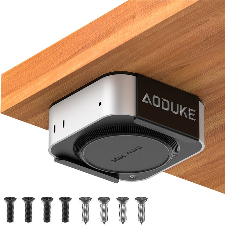 AJM4-B For Mac Mini M4 / M4 Pro Mini PC Stand Aluminum Alloy Under Desk Mounting Bracket
