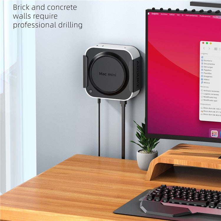 AJM4-B For Mac Mini M4 / M4 Pro Mini PC Stand Aluminum Alloy Under Desk Mounting Bracket
