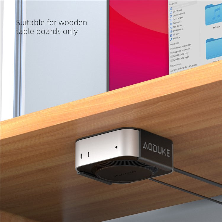 AJM4-B For Mac Mini M4 / M4 Pro Mini PC Stand Aluminum Alloy Under Desk Mounting Bracket