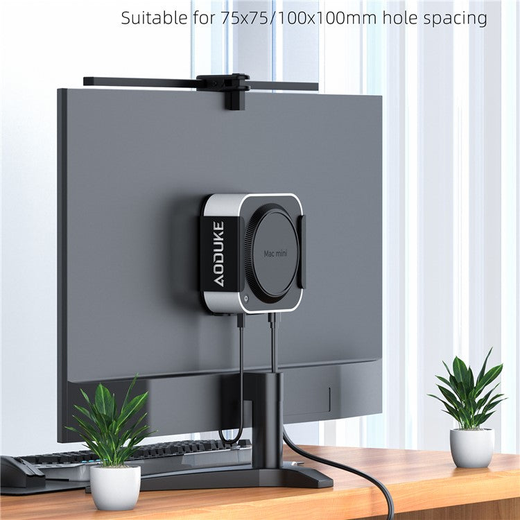 AJM4-B For Mac Mini M4 / M4 Pro Mini PC Stand Aluminum Alloy Under Desk Mounting Bracket