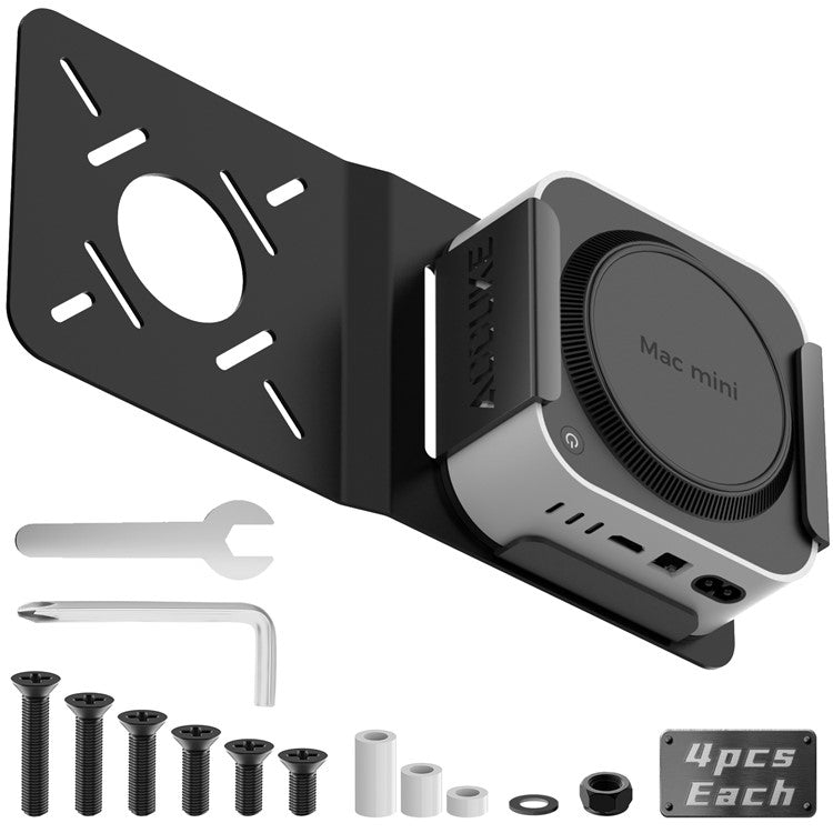 AJM4-BMAX For Mac Mini M4 / M4 Pro Mini PC Stand Aluminum Alloy Under Desk Mounting Bracket Hanging Rack