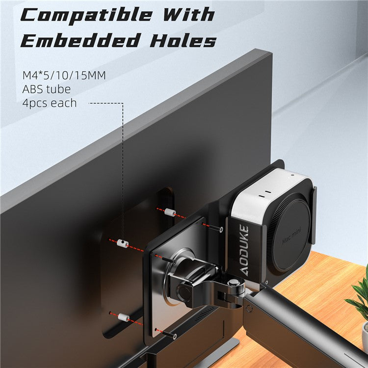 AJM4-BMAX For Mac Mini M4 / M4 Pro Mini PC Stand Aluminum Alloy Under Desk Mounting Bracket Hanging Rack
