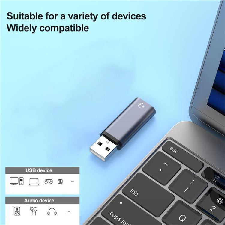 USB Male to 3.5mm Female Audio Adapter External Stereo Sound Card for Laptop / Headphones / Microphone