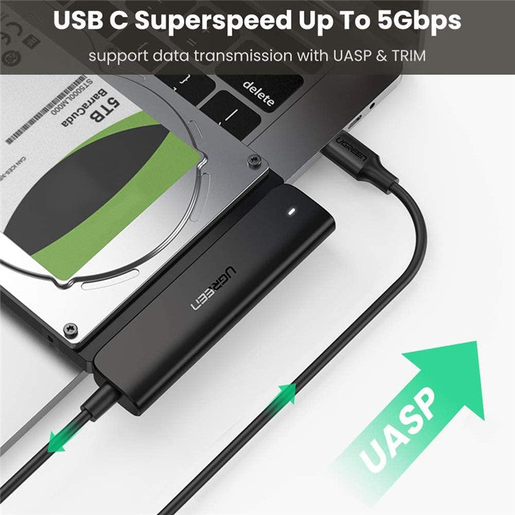 UGREEN 70610 SATA to USB C Adapter Cable for 2.5" SSD / HDD Hard Drive Connector 5Gbps Transfer Speed Support SATA III UASP Thunderbolt 3 Compatible with Samsung Seagate WD Hitachi Toshiba MacBook Pro