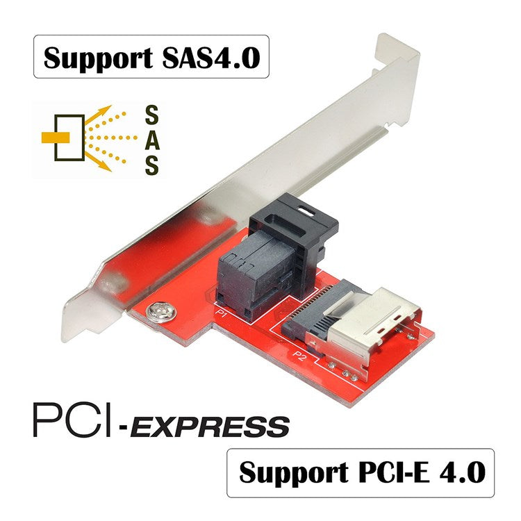 SF-040 PCI-Express 4.0 Mini SAS SFF-8087 to SAS HD SFF-8643 PCBA Female Adapter with Bracket