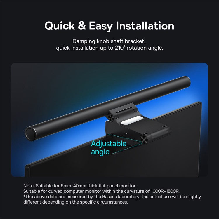 BASEUS i-wok2 Series USB Asymmetric Light Source Computer Monitor Screen Hanging Light (Youth Version) - Black