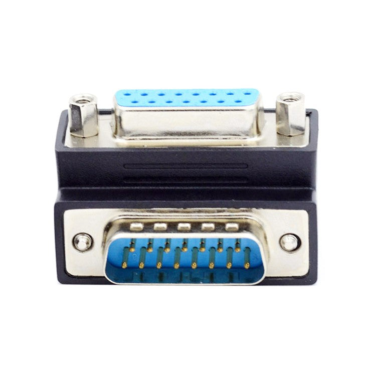 DB-003-UP DB-15PIN Down 90-Degree Angled Design Plug DSUB D-subminiature 15Pin Male to Female Connection Adapter