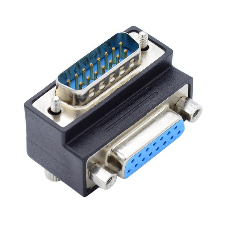 DB-003-UP DB-15PIN Down 90-Degree Angled Design Plug DSUB D-subminiature 15Pin Male to Female Connection Adapter