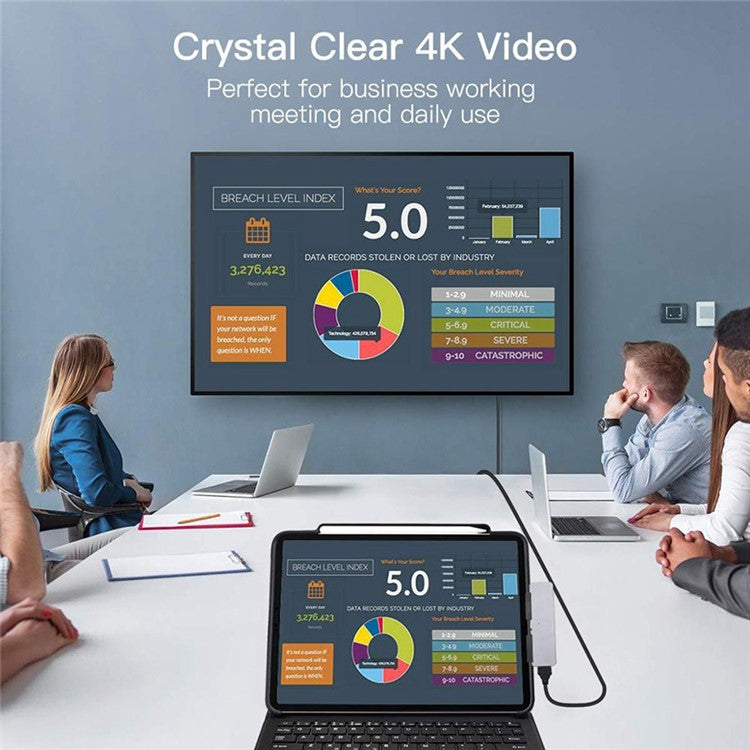 UC300 Type-C 7-in-1 USB-C Docking Station 4K HD Type-C to HD Hub Multi-Port USB-C Adapter Hub Support 4K Resolution