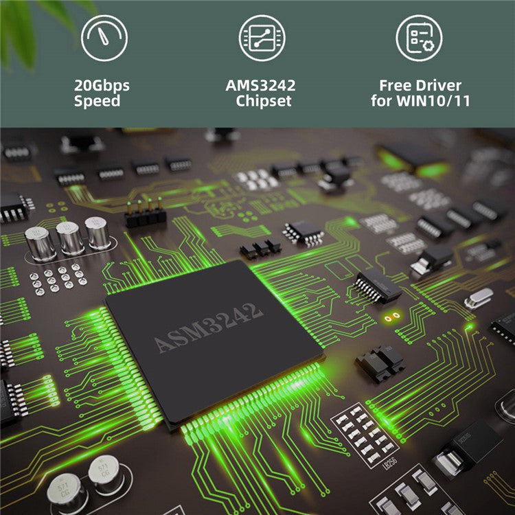 UC-104 USB 3.2 Gen2 Type-C 20Gbps USB-C to PCI-E 4X Express Card Adapter for Desktop Motherboard (ASM3242 Chip)