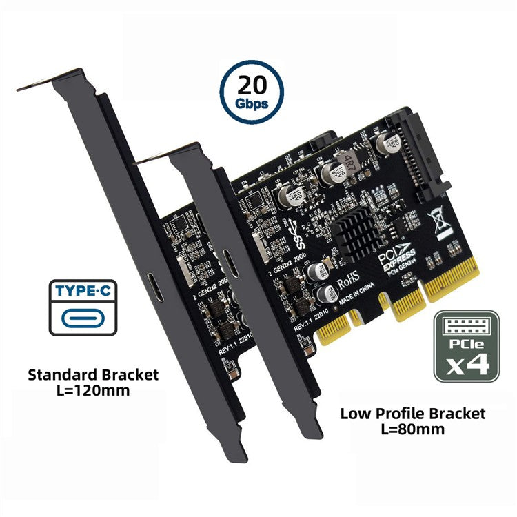 UC-104 USB 3.2 Gen2 Type-C 20Gbps USB-C to PCI-E 4X Express Card Adapter for Desktop Motherboard (ASM3242 Chip)