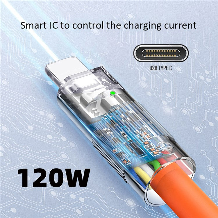 UC-003-0R-1.0M for iPhone 15 Series 1m USB Type C to USB-C Liquid Silicone Ultra Soft 120W Fast Charge Data Cable - Orange