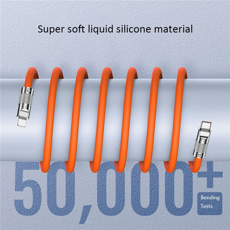 UC-003-0R-1.0M for iPhone 15 Series 1m USB Type C to USB-C Liquid Silicone Ultra Soft 120W Fast Charge Data Cable - Orange