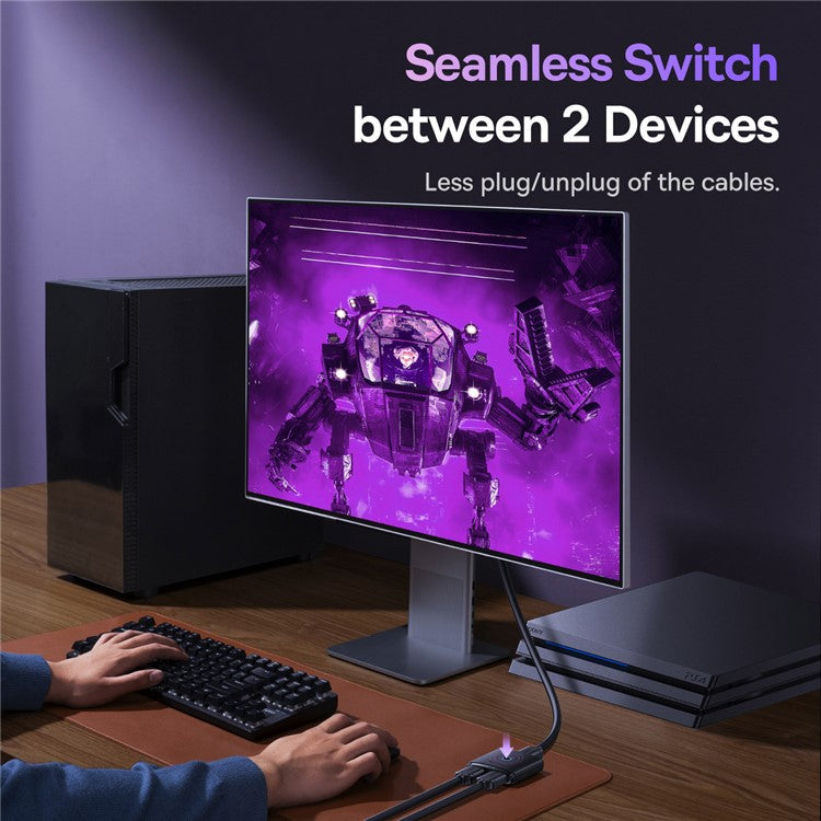 BASEUS AirJoy Series 2-in-1 Bidirectional HDMI Switcher 4K HD Video 2 Input 1 Output HDMI Adapter - Black