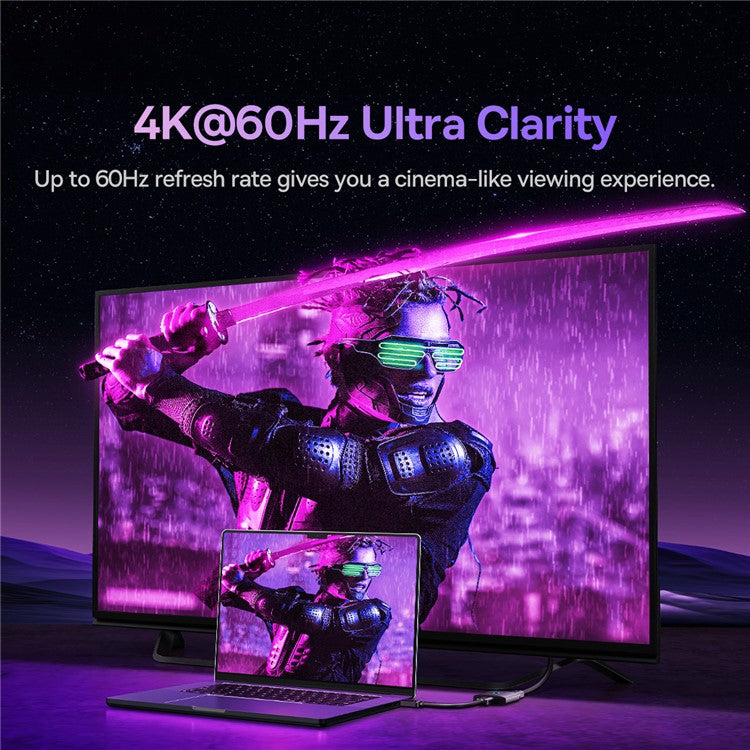 BASEUS AirJoy Series 2-in-1 Bidirectional HDMI Switcher 4K HD Video 2 Input 1 Output HDMI Adapter - Black