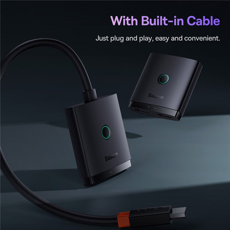 BASEUS AirJoy Series 2-in-1 Bidirectional HDMI Switcher 4K HD Video 2 Input 1 Output HDMI Adapter - Black