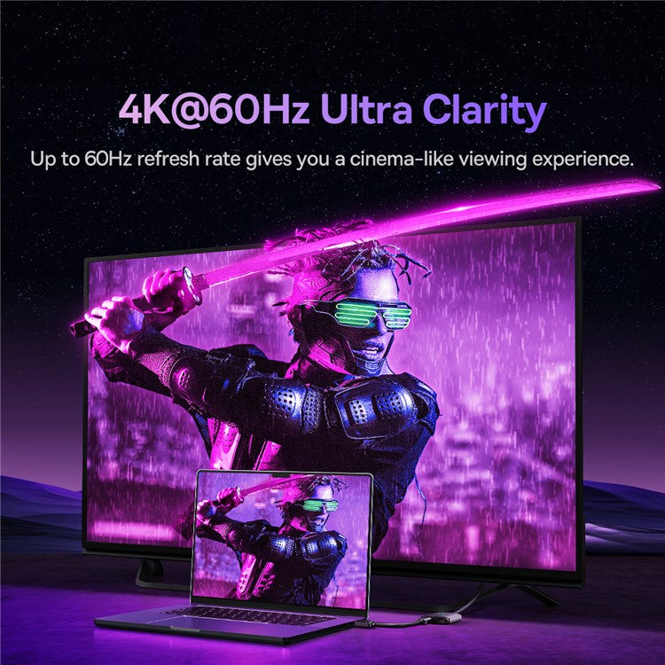 BASEUS AirJoy Series 2-in-1 Bidirectional HDMI Switch 4K HD Video Adapter with 1m Cable - Black