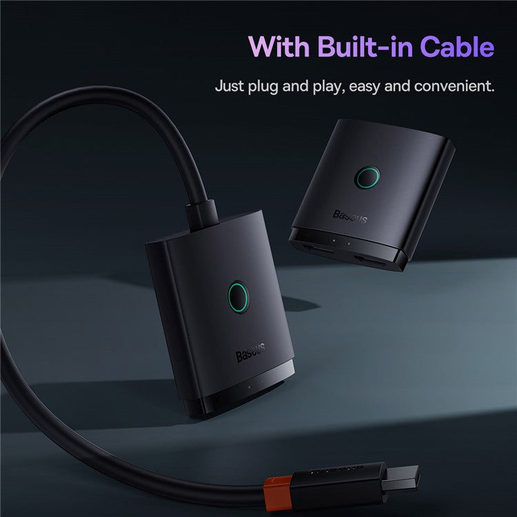 BASEUS AirJoy Series 2-in-1 Bidirectional HDMI Switch 4K HD Video Adapter with 1m Cable - Black