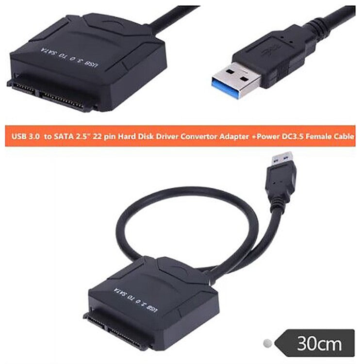 U3-027-OD USB 3.0 to Angled SATA 22 Pin Adapter Cable for 2.5", 3.5" Hard Disk Drive SSD for Desktop Laptop