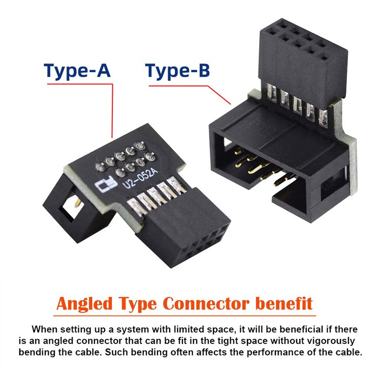 U2-052 1 Set Down & Up Angled USB 2.0 10Pin 9Pin Header Male to Female Extension Adapter Motherboard Connector