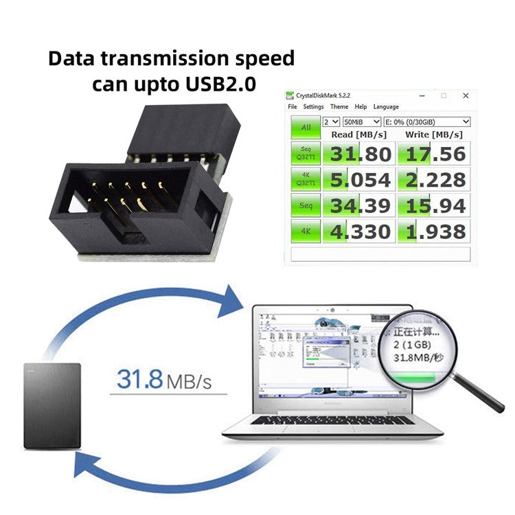 U2-052 1 Set Down & Up Angled USB 2.0 10Pin 9Pin Header Male to Female Extension Adapter Motherboard Connector