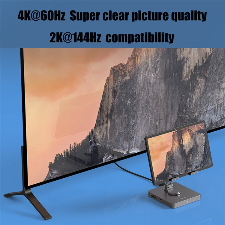 BLUEENDLESS ST102 10-in-1 Docking Station Tablet Stand Multi-Angle Adjustable Mobile Phone Holder Hub Adapter