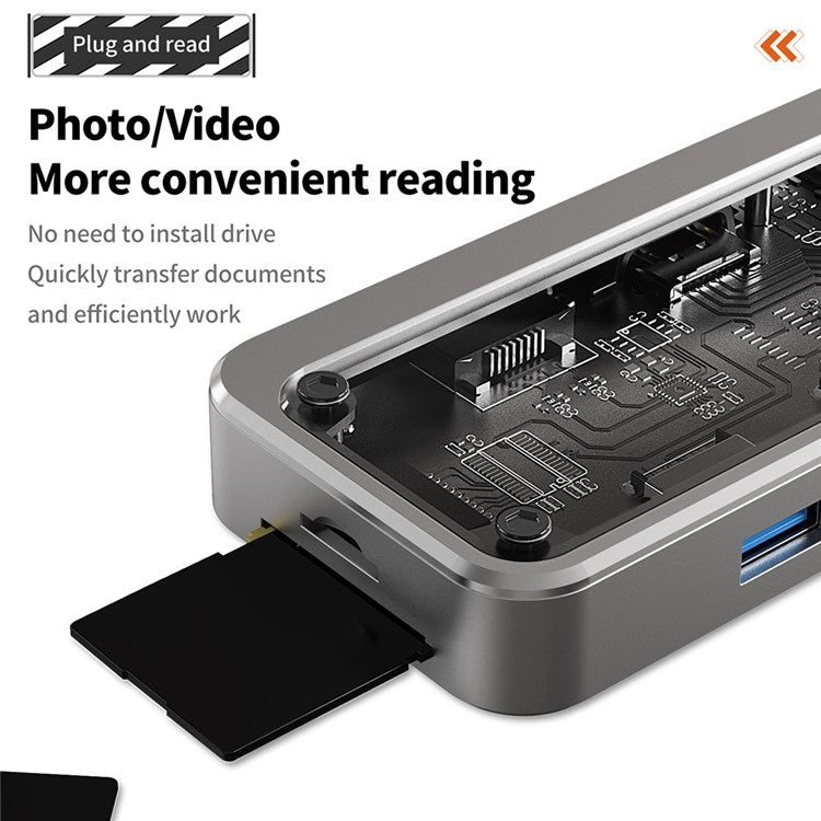 SW8V 8 in 1 Type-C Docking Station Portable USB Hub Adapter USB-C to USB3.0 / USB2.0 / Type-C2.0 / 100M Ethernet