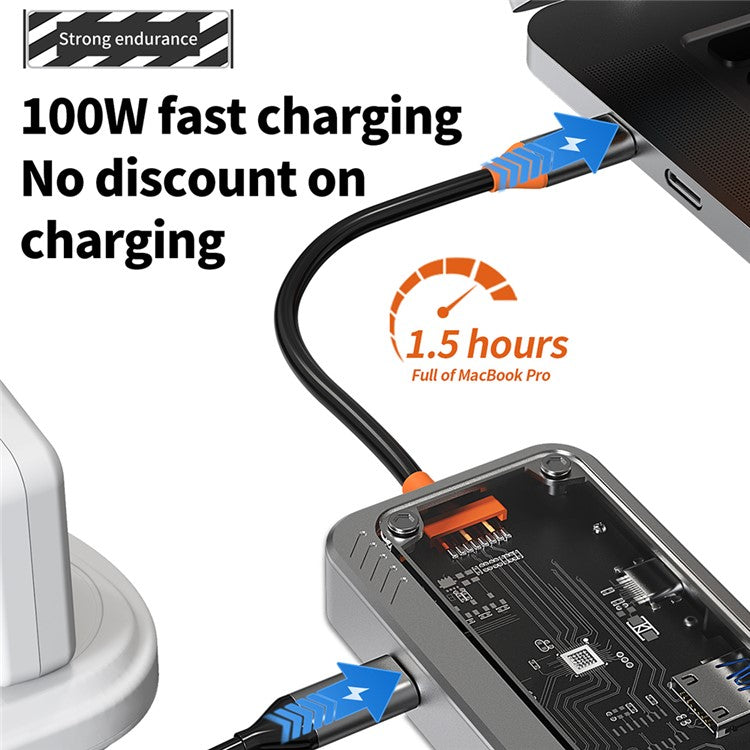 SW8V 8 in 1 Type-C Docking Station Portable USB Hub Adapter USB-C to USB3.0 / USB2.0 / Type-C2.0 / 100M Ethernet