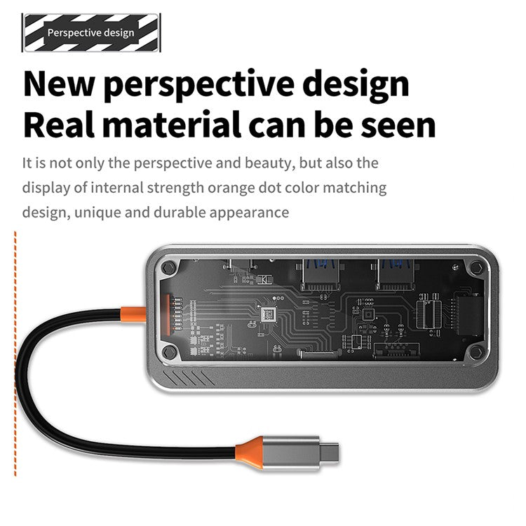 SW8V 8 in 1 Type-C Docking Station Portable USB Hub Adapter USB-C to USB3.0 / USB2.0 / Type-C2.0 / 100M Ethernet