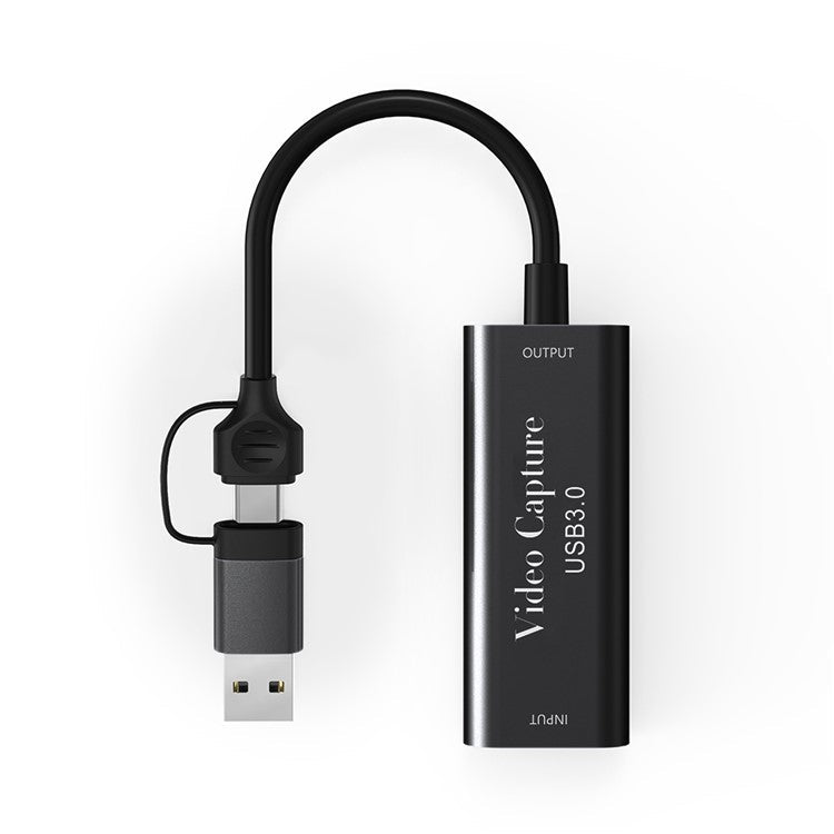 HDMI Female to USB3.0 + Type-C Male Adapter 2-in-1 1080P / 60Hz Gaming HD Video Capture Card Dongle