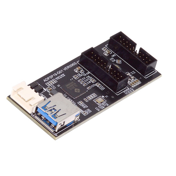 U3-084-AF Single 19 / 20Pin Header to USB 3.0 19 / 20Pin Dual Ports Female PCBA Type Adapter 5Gbps Motherboard Connector