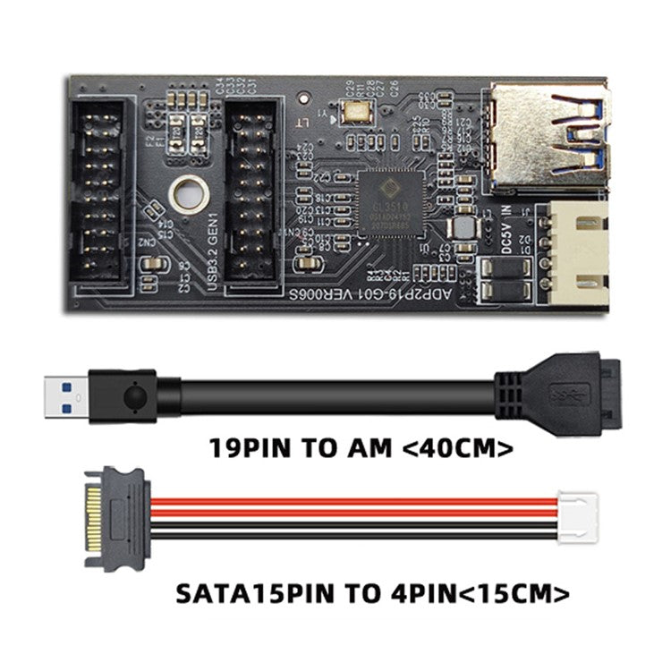 U3-084-AF Single 19 / 20Pin Header to USB 3.0 19 / 20Pin Dual Ports Female PCBA Type Adapter 5Gbps Motherboard Connector