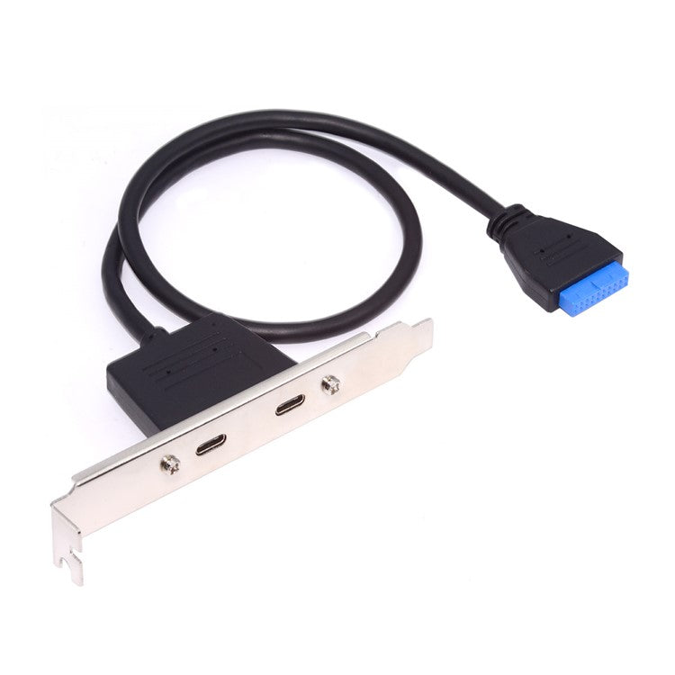 UC-020-CC USB3.0 Motherboard 19 / 20Pin to USB-C Type-C Dual Ports Female PCI-E Back Panel 5Gbps Cable